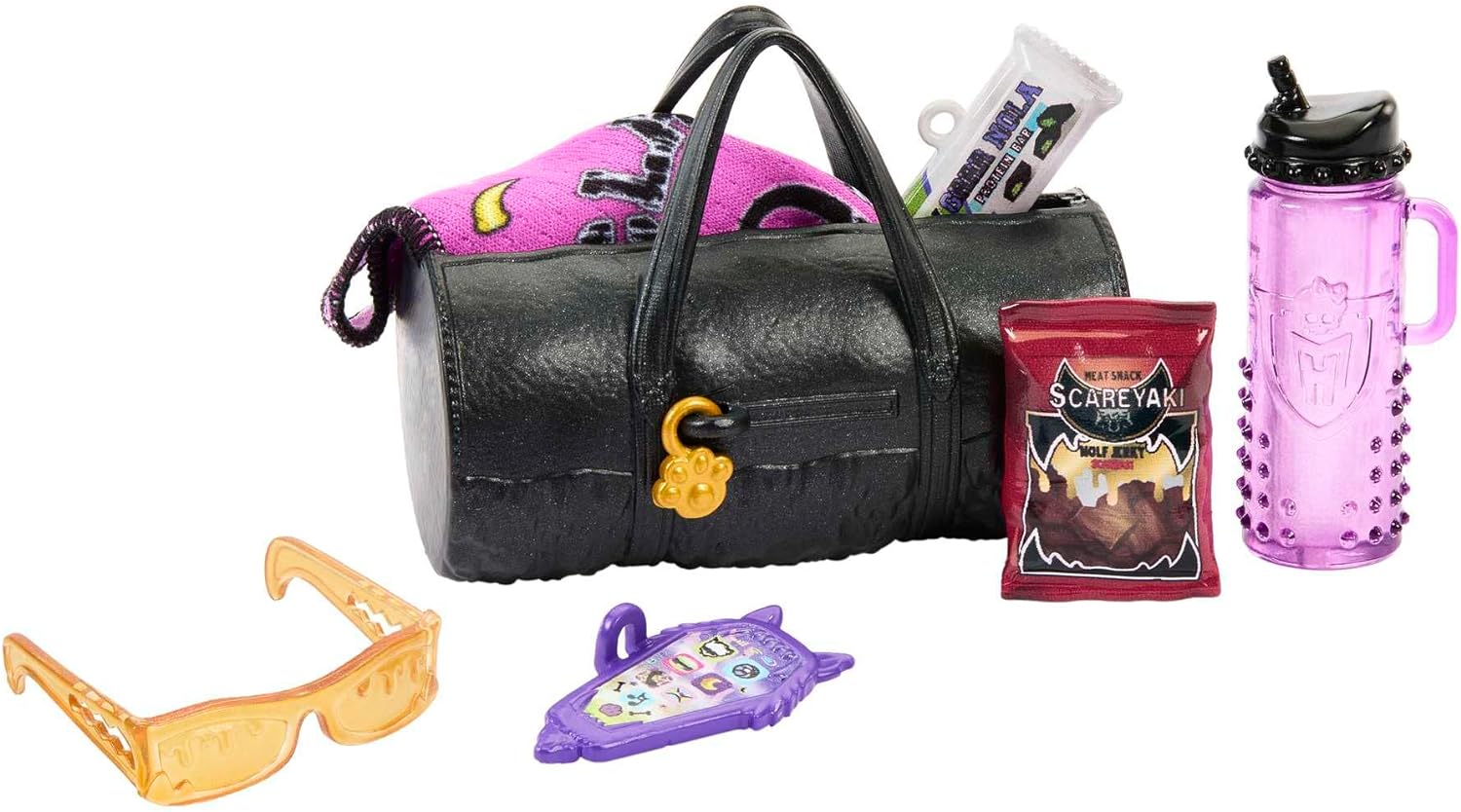 Monster High-Puppe, Clawd Wolf-Puppe mit Gargoyle-Bulldogge als Haustier und themenbezogenem Zubehör - HNF65