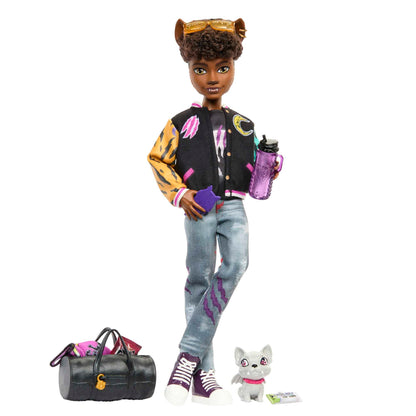 Monster High-Puppe, Clawd Wolf-Puppe mit Gargoyle-Bulldogge als Haustier und themenbezogenem Zubehör - HNF65