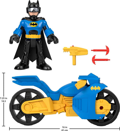 Imaginext DC Super Friends Batman Toys, XL Batcycle with Projectile Launcher and XL Batman Figure, Each 10 Inches, HNM32