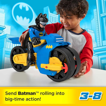 Imaginext DC Super Friends Batman Toys, XL Batcycle with Projectile Launcher and XL Batman Figure, Each 10 Inches, HNM32