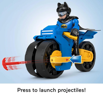 Imaginext DC Super Friends Batman Toys, XL Batcycle with Projectile Launcher and XL Batman Figure, Each 10 Inches, HNM32