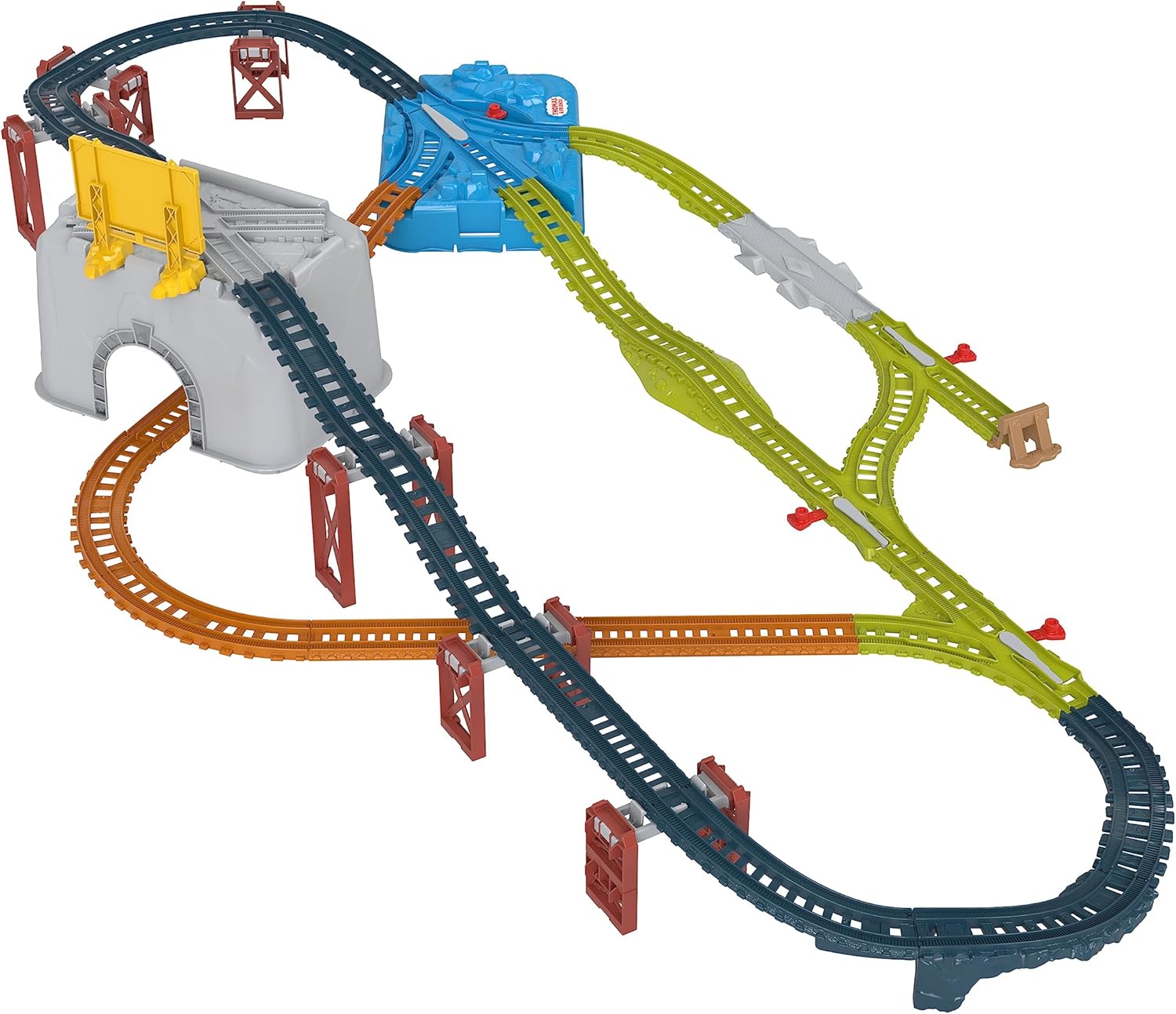 Thomas & Friends Cubo Conecta y construye la pista, Set de juego con pistas para tren de juguete, 34 piezas, juguete +3 años (HNP81