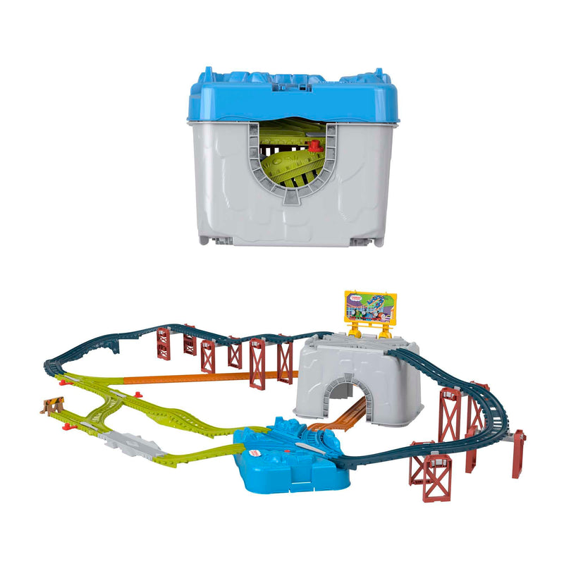 Thomas & Friends Cubo Conecta y construye la pista, Set de juego con pistas para tren de juguete, 34 piezas, juguete +3 años (HNP81