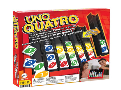 Mattel Games UNO Quatro Juego de Mesa Cuatro en Raya con fichas, +7 años (Mattel HPF82)