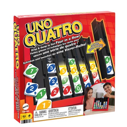 Mattel Games UNO Quatro Juego de Mesa Cuatro en Raya con fichas, +7 años (Mattel HPF82)