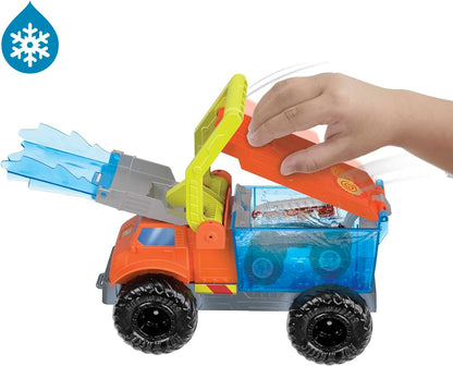 Hot Wheels Monster Trucks Arena Smashers Color Shifters 5-Alarm Rescue with 1 Color Shifter Monster Truck, 2 Crushable Cars and 1 Detachable Semi Rig, HPN73