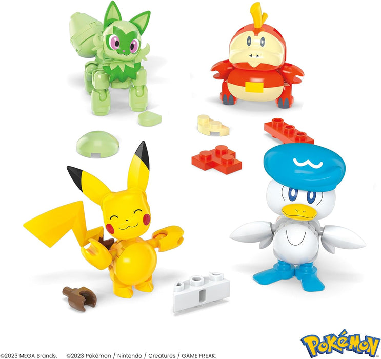 Mega Construx Pokémon Equipo región Paldea 4 Personajes 79 Bloques de construcción, Juguete +6 años (Mattel HPX92
