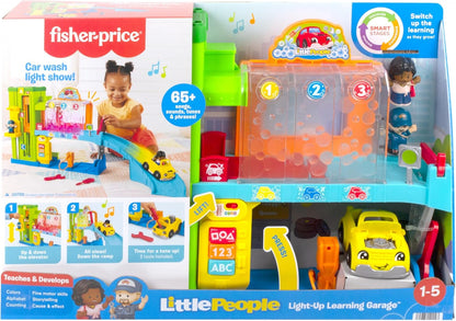 Fisher-Price Little People Toy Garage,Car garage with Toy Car,Toddler Toys with Smart Stages Content,Light-Up Learning Garage,UK English,Toy for 1 2 3 Year old, Gift for Boys & Girls,HRB33,Multicolor