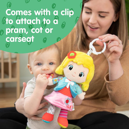 LAMAZE My Friend Olivia - Clip & Go Pram Baby Toys 0-6 Months - Sensory Toys for Babies' Development - Soft Cuddly Dolls for Girls - Expertly Designed Newborn Toys - Baby Essentials for Newborn & Up