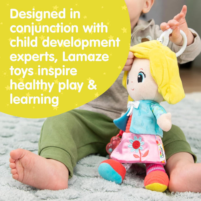 LAMAZE My Friend Olivia - Clip & Go Pram Baby Toys 0-6 Months - Sensory Toys for Babies' Development - Soft Cuddly Dolls for Girls - Expertly Designed Newborn Toys - Baby Essentials for Newborn & Up