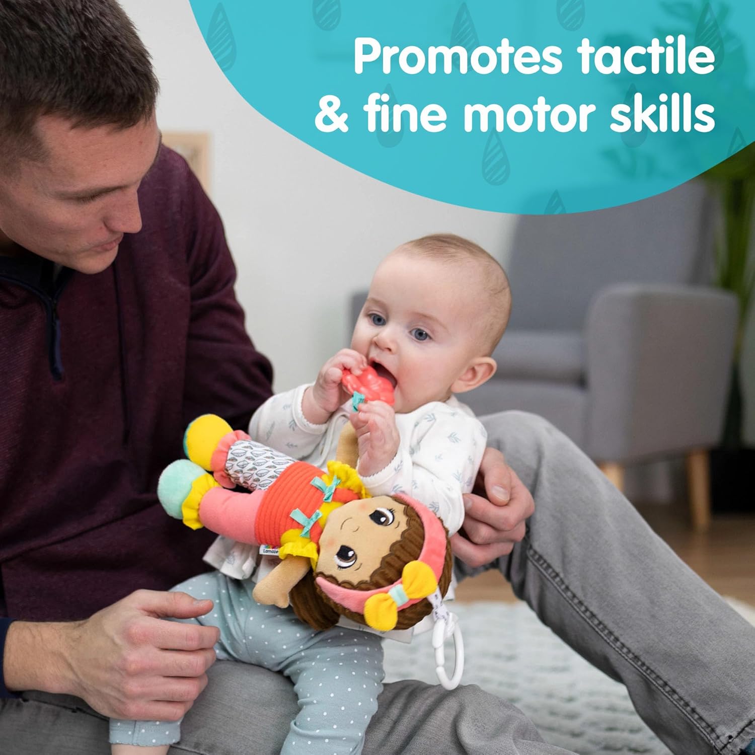 LAMAZE My Friend Jasmine, Clip on Pram and Pushchair Newborn Baby Toy, Sensory Toy for Babies, Boys and Girls from 0-6 Months