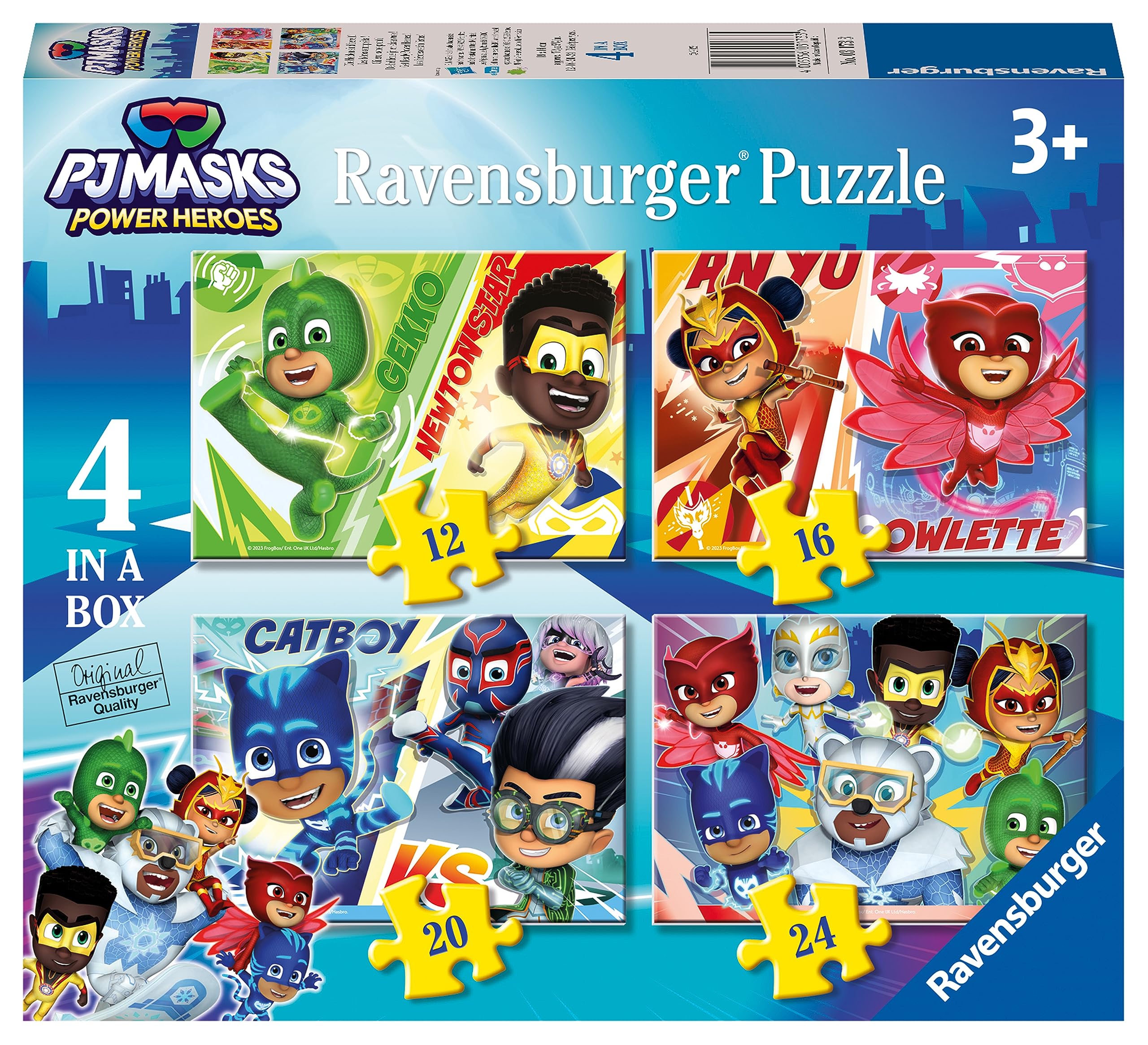 Ravensburger 3173 PJ Masks Jigsaw Puzzles for Kids Age 3 Years Up-4 in a Box (12, 16, 20, 24 Pieces)