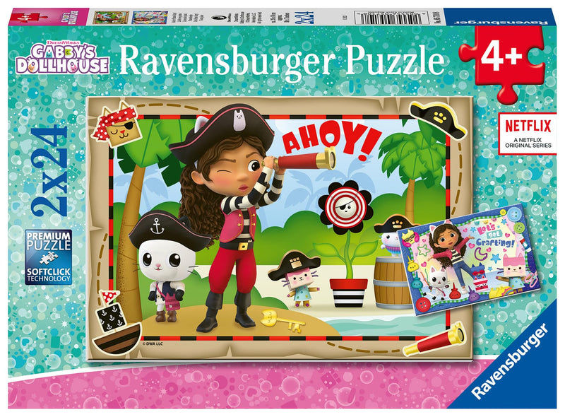 Ravensburger Gabby's Dollhouse Jigsaw Puzzles for Kids Age 3 Years Up - Toddler Toys - 2x 24 Pieces