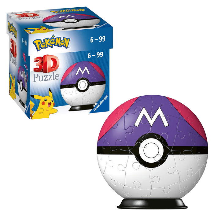 Ravensburger 3D Puzzle 11564 - Puzzle-Ball Pokémon Pokéballs - Meisterball -  Master Ball - 54 Teile - für Pokémon Fans ab 6 Jahren