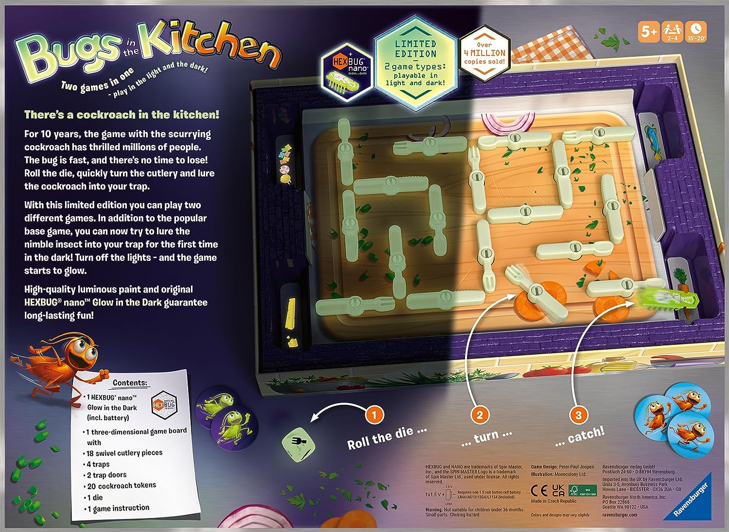 Ravensburger 2023 Special Edition Glow in the Dark Bugs in the Kitchen Board Game for Kids Age 6 Years Up - 2 to 4 Players