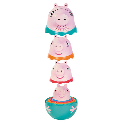 Toomies E73526 Tomy Family-Nesting Daddy, Mummy & Peppa Pig George Rattle 18+ Months-Pouring Baby Bath, Paddling Swimming Pool Easy Clean Sand Pit & Garden Toys, Green