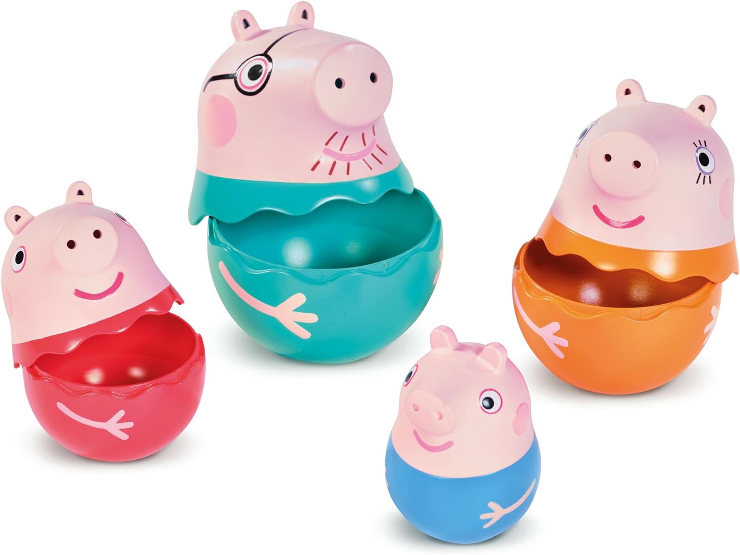 Toomies E73526 Tomy Family-Nesting Daddy, Mummy & Peppa Pig George Rattle 18+ Months-Pouring Baby Bath, Paddling Swimming Pool Easy Clean Sand Pit & Garden Toys, Green