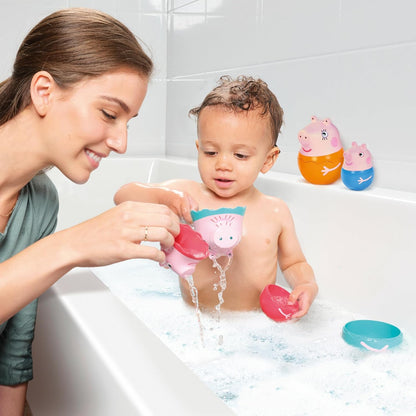 Toomies E73526 Tomy Family-Nesting Daddy, Mummy & Peppa Pig George Rattle 18+ Months-Pouring Baby Bath, Paddling Swimming Pool Easy Clean Sand Pit & Garden Toys, Green