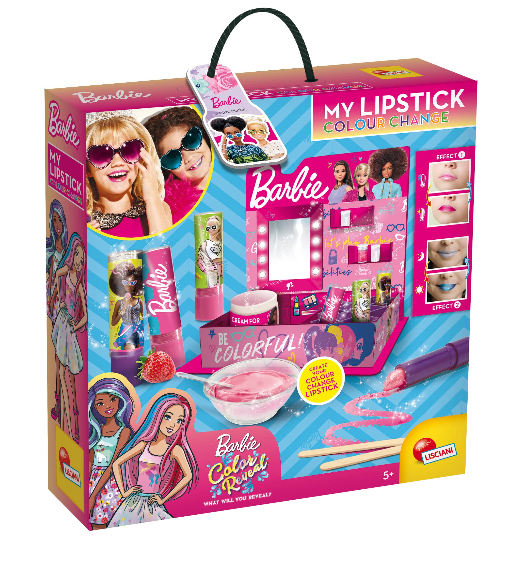 Lisciani - BARBIE My Lipstick Colour Change - Kreatives und unterhaltsames Spiel - Spielset - Erstellung von Lippenstiften, die die Farbe ändern - Für Mädchen ab 5 Jahren