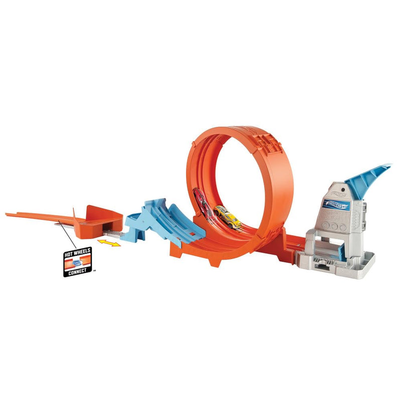 Hot Wheels Looping Stuntkampioen Baanset met dubbele looping, dubbele lanceerder, springschans en 1 Hot Wheels auto voor kinderen vanaf 4 jaar, GTV13