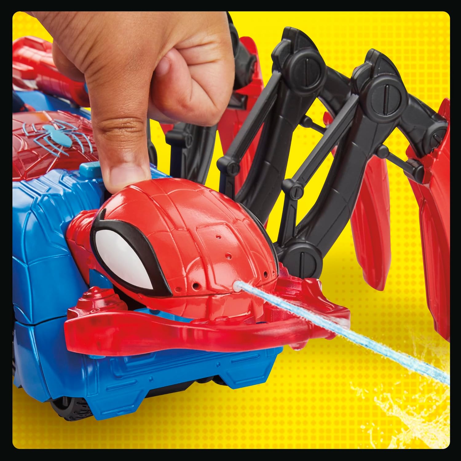 Spider-Man Marvel Krabbelspinne mit Wasserspritze, Superhelden-Spielzeug ab 4 Jahren, feuert Projektile und Wasser ab, Red