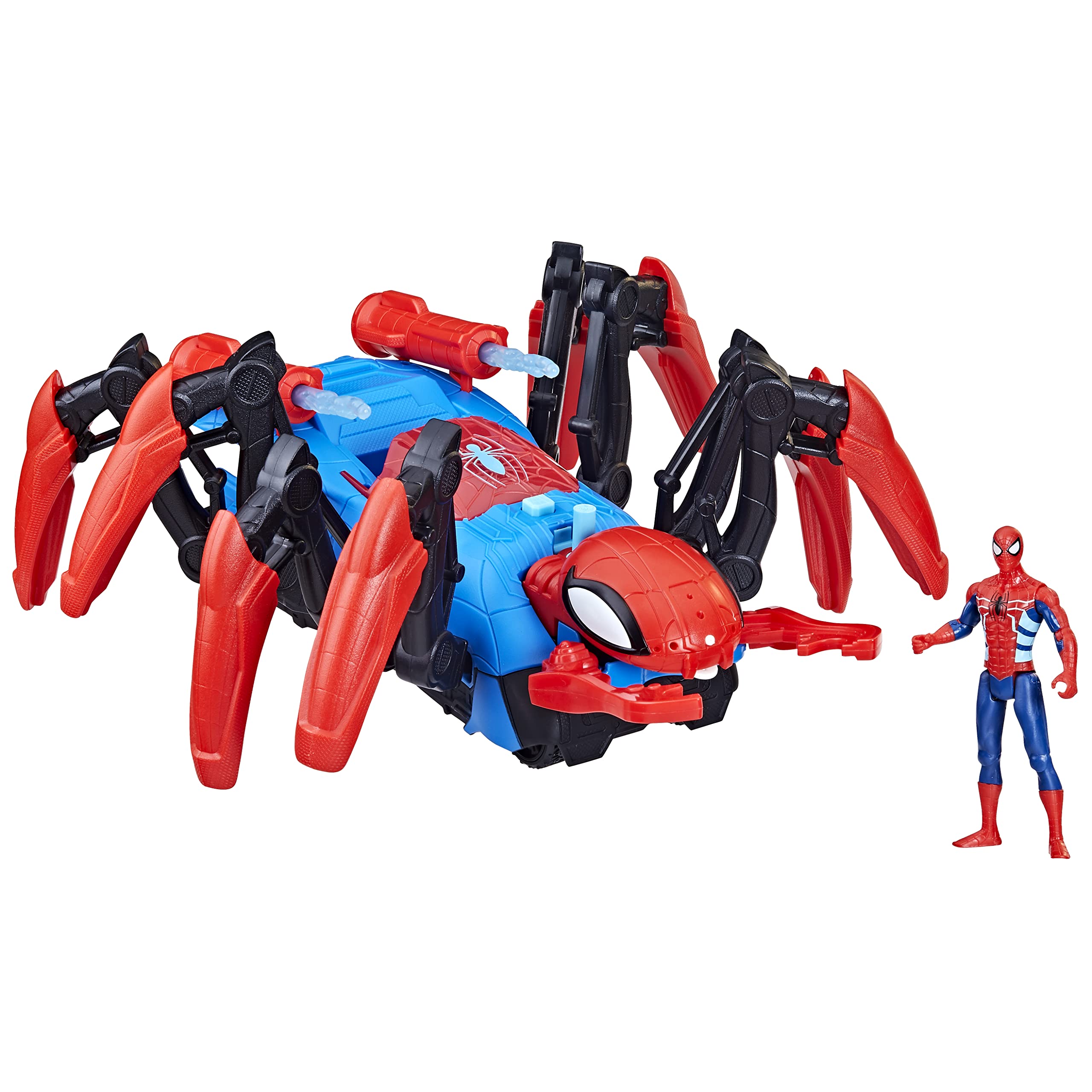 Spider-Man Marvel Krabbelspinne mit Wasserspritze, Superhelden-Spielzeug ab 4 Jahren, feuert Projektile und Wasser ab, Red