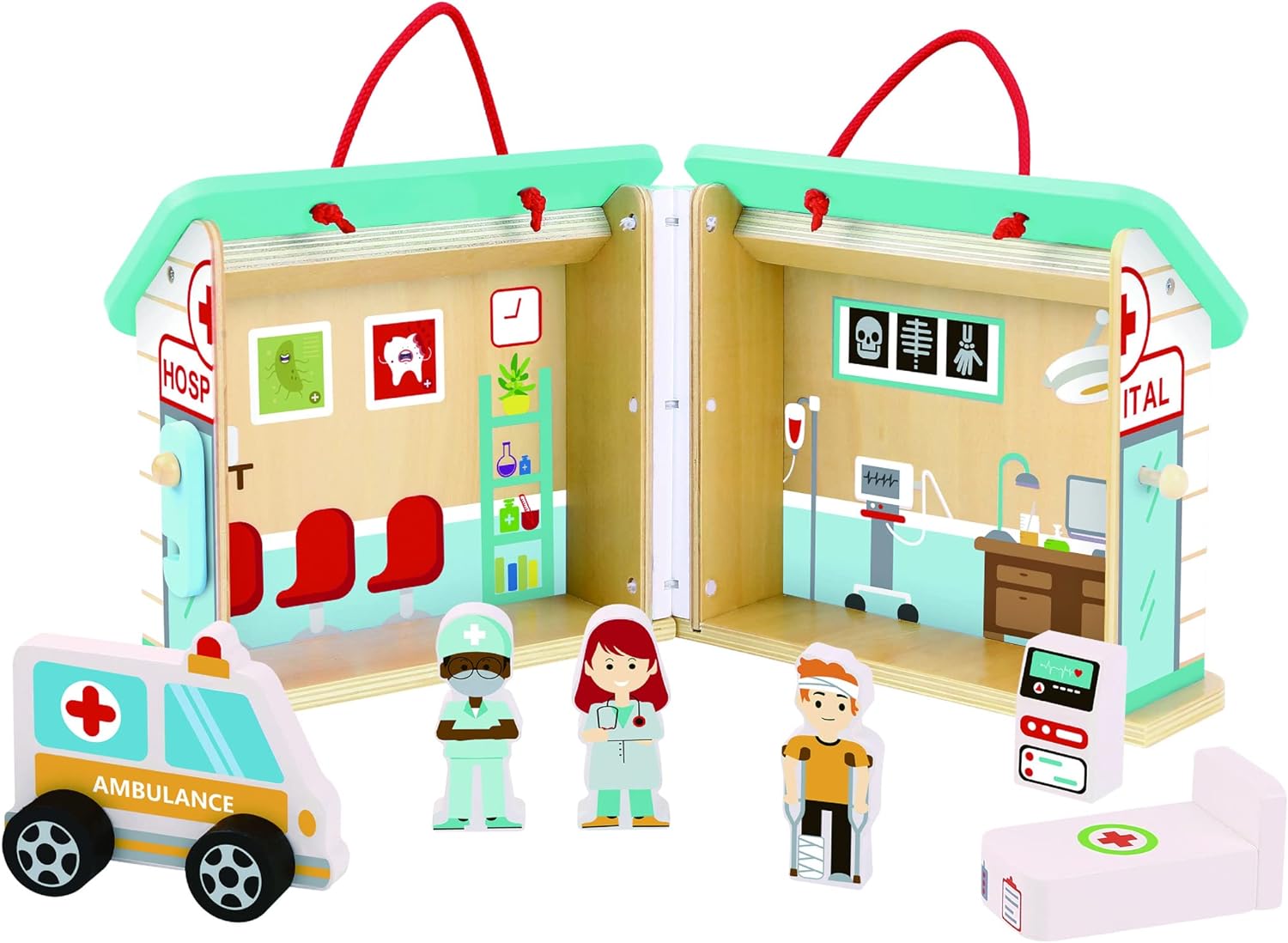 Tooky Toy TK490 Wooden Foldable Hospital