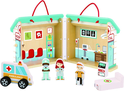 Tooky Toy TK490 Wooden Foldable Hospital