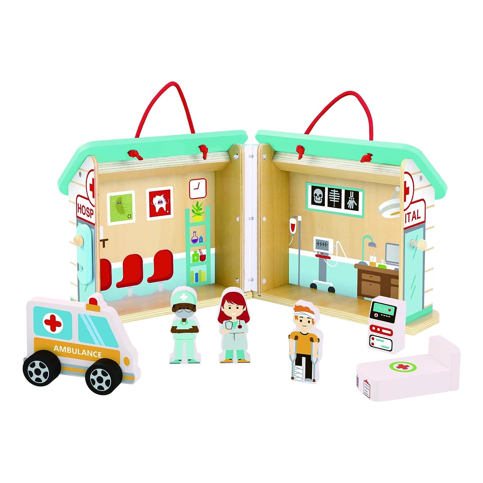 Tooky Toy TK490 Wooden Foldable Hospital