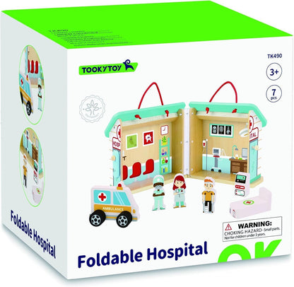 Tooky Toy TK490 Wooden Foldable Hospital