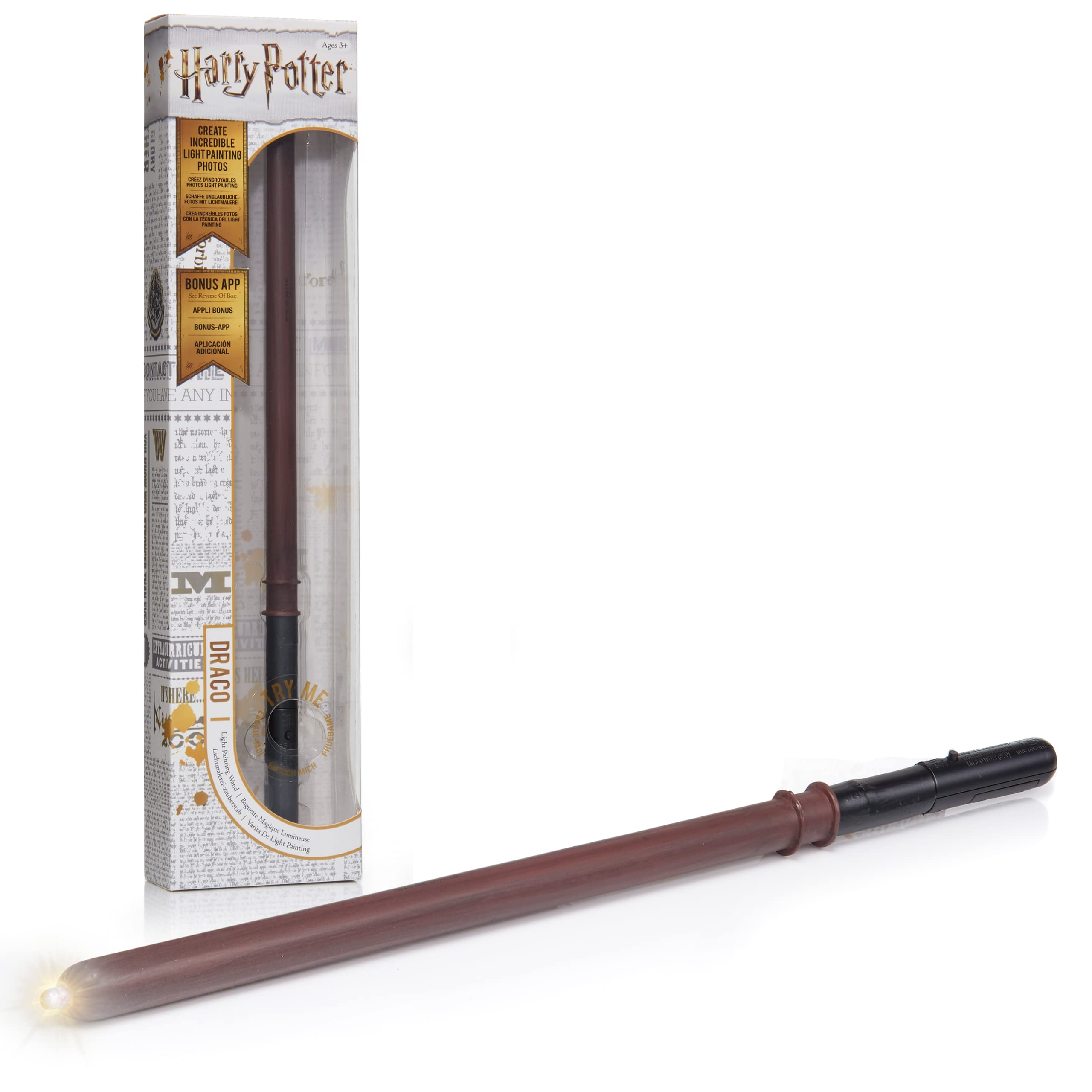 WOW! STUFF - Draco Malfoy Lumos Wand Light up 14, Harry Potter Official Wands and Wizarding World Gifts, Toys and Collectables, Role Play and Dress-up Costume Accessory for Fans, Girls and Boys Draco