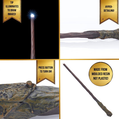 WOW! STUFF - Ron Weasley Lumos Wand Light up 14 Inches, Harry Potter Wands and Wizarding World Gifts, Toys and Collectables, Role Play or Dress-up Costume Accessory for Kids, Ages 8 Plus, Brown