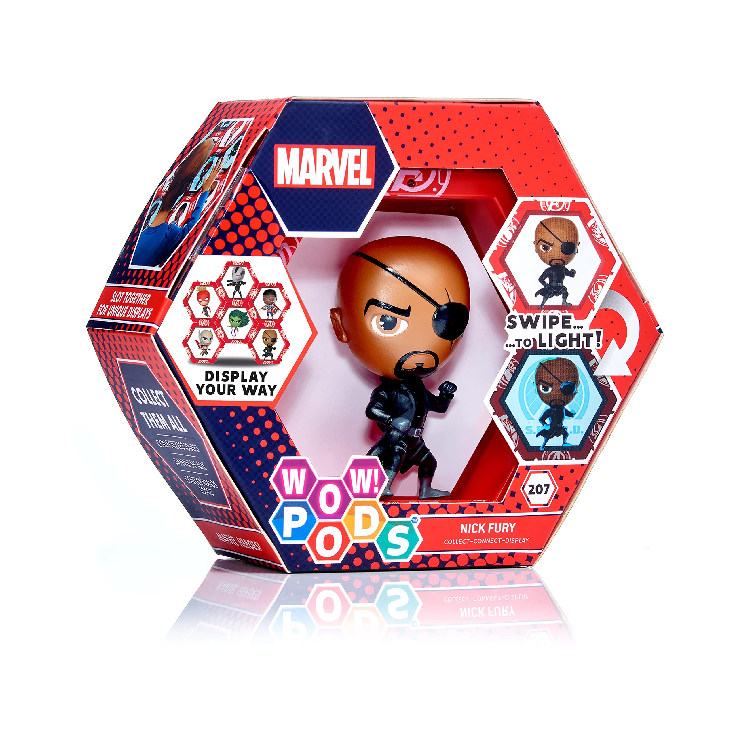 WOW! PODS - Colección Marvel - Nick Fury - Figura Coleccionable con luz y Sensor de Movimiento (Deqube 918MVL101643