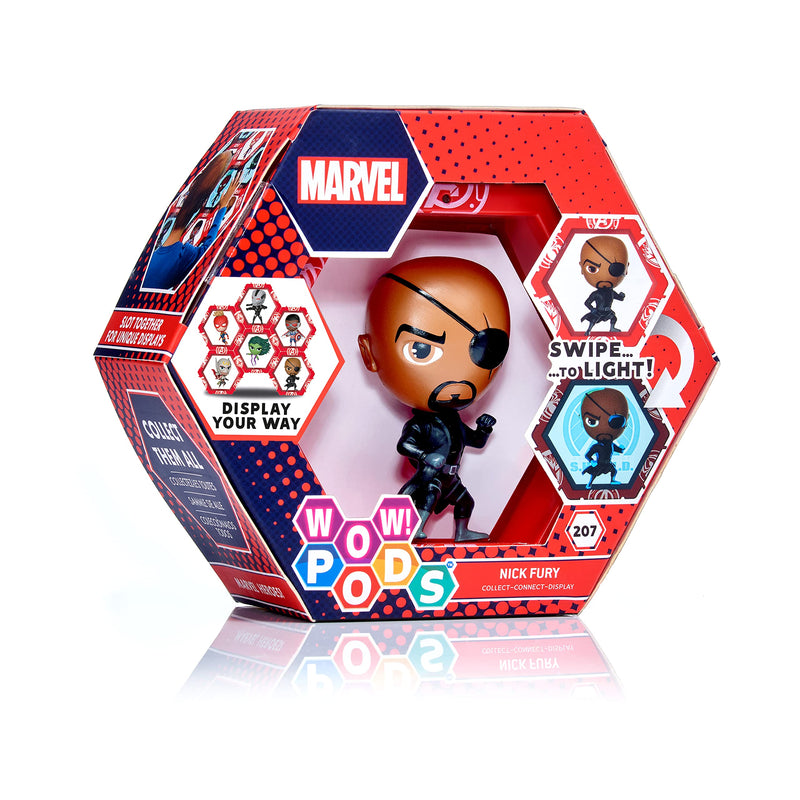 WOW! PODS - Colección Marvel - Nick Fury - Figura Coleccionable con luz y Sensor de Movimiento (Deqube 918MVL101643