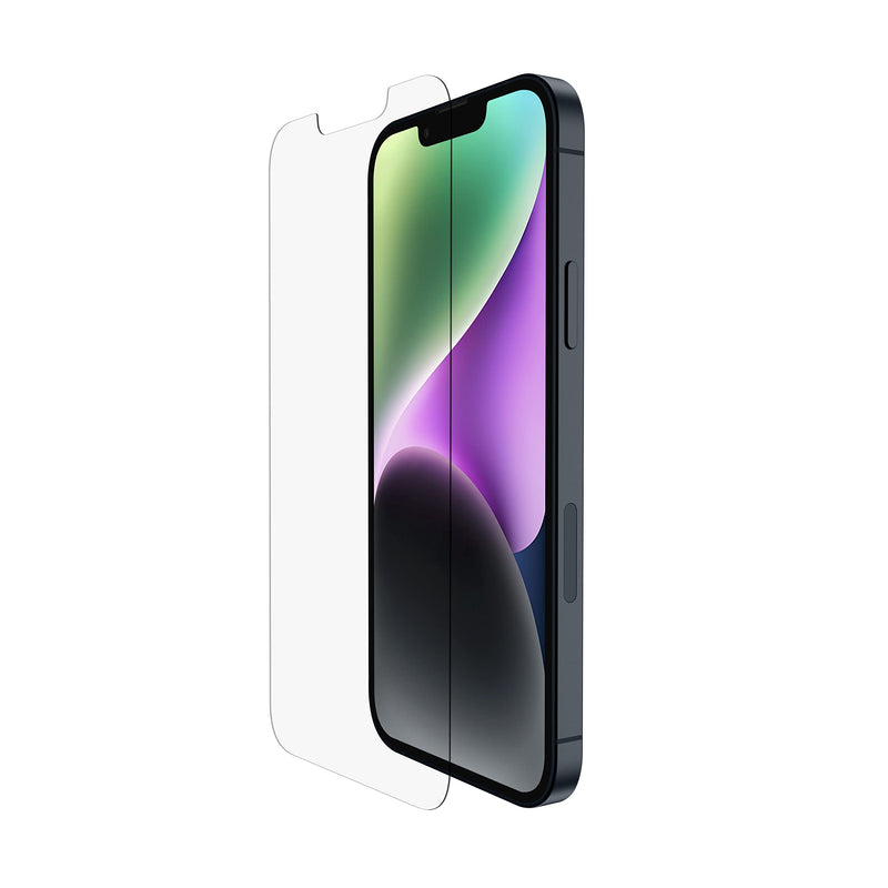 Belkin TemperedGlass iPhone 14, 13, 13 Pro Screen Protector, AntiMicrobial-Treated, Easy Bubble Free Application with Included Installation Guide Tray, 9H Hardness Tested