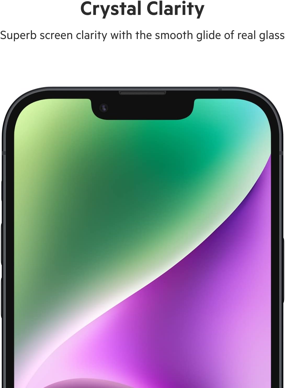 Belkin TemperedGlass iPhone 14, 13, 13 Pro Screen Protector, AntiMicrobial-Treated, Easy Bubble Free Application with Included Installation Guide Tray, 9H Hardness Tested