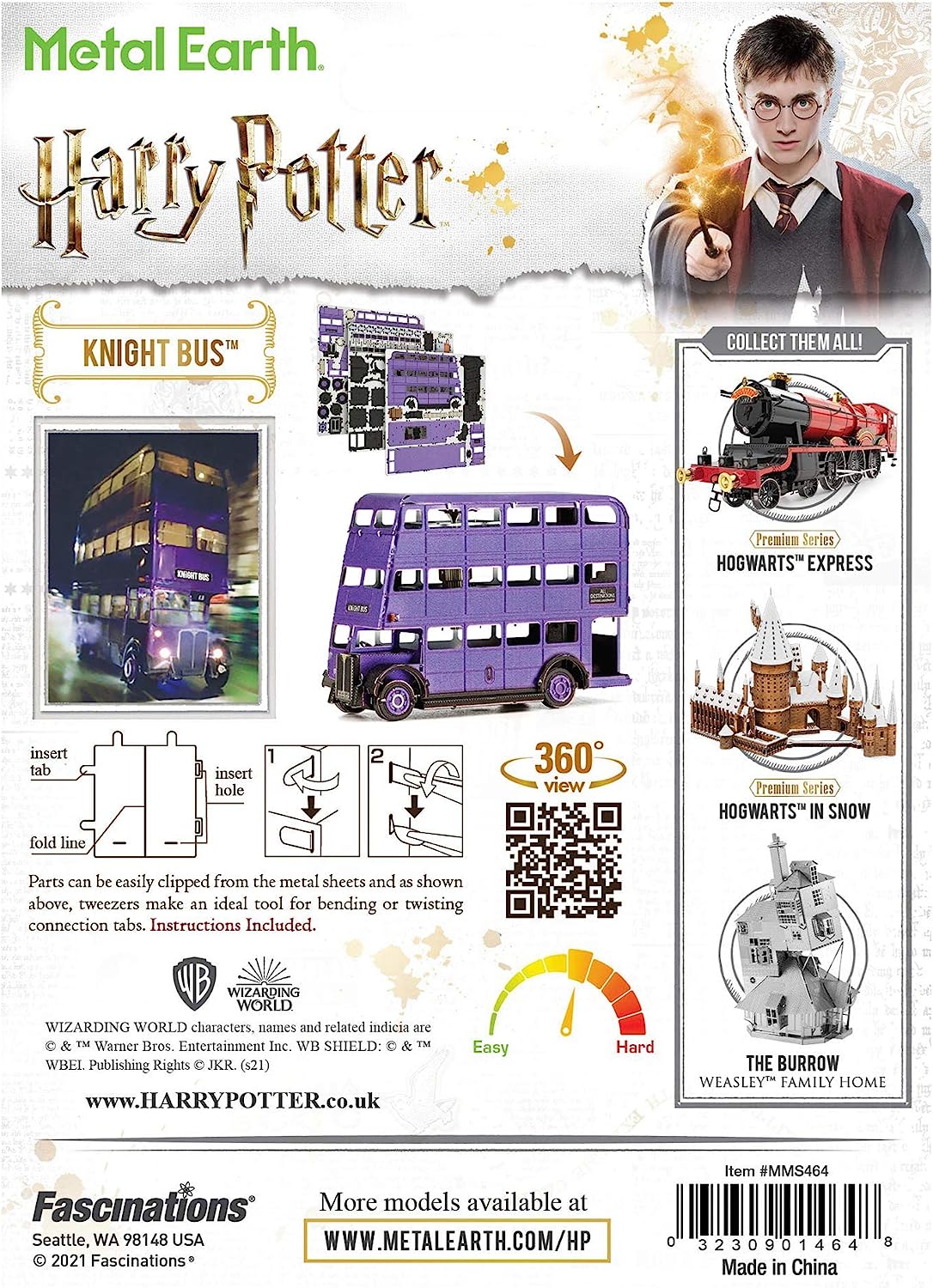 Metal Earth Puzzle 3D Autobús Transporte De Emergencia para Magos. Rompecabezas De Metal De Harry Potter. Maquetas para Construir para Adultos Nivel Desafiante De 7.62 X 2.54 X 5.08 Cm