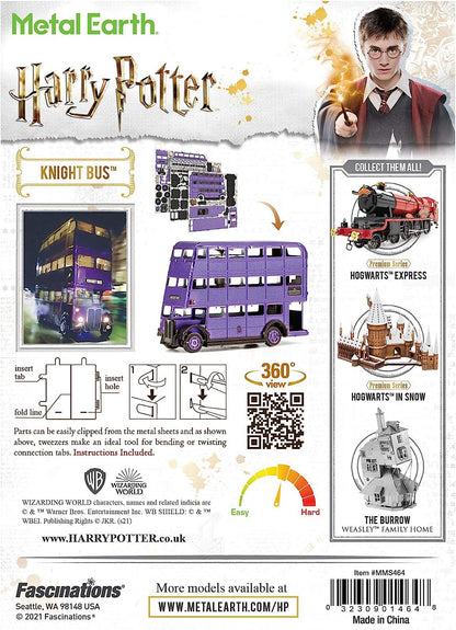 Metal Earth Puzzle 3D Autobús Transporte De Emergencia para Magos. Rompecabezas De Metal De Harry Potter. Maquetas para Construir para Adultos Nivel Desafiante De 7.62 X 2.54 X 5.08 Cm