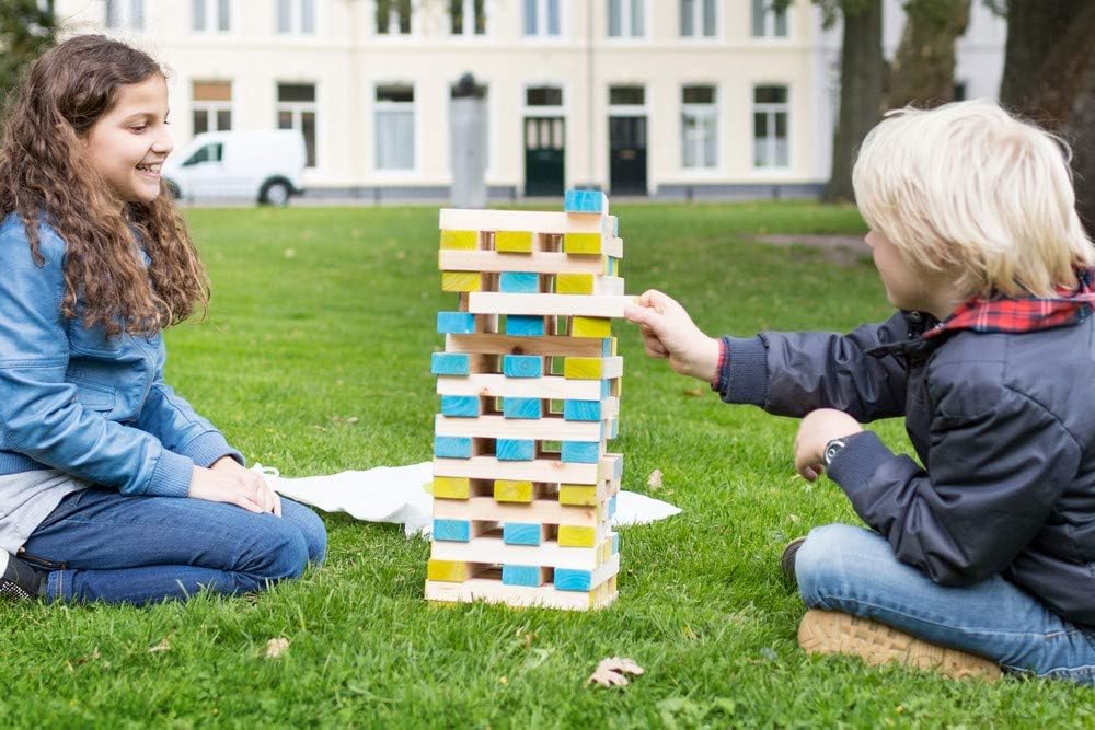 BS Toys Giant Tower - Smart game for Children - Board game - Ideal for Indoors & Outdoors - Suitable for Children from 4 years - Multicolored tower with a cotton bag