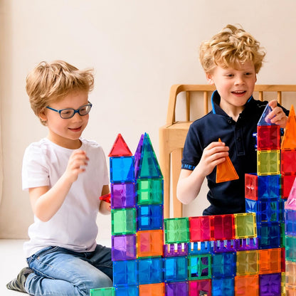 Coblo Classic - Schoolbox: Magnetic Building Blocks Including Activity Cards - Educational Toys - Creativity & Imagination - Gift Idea - 200 Pieces