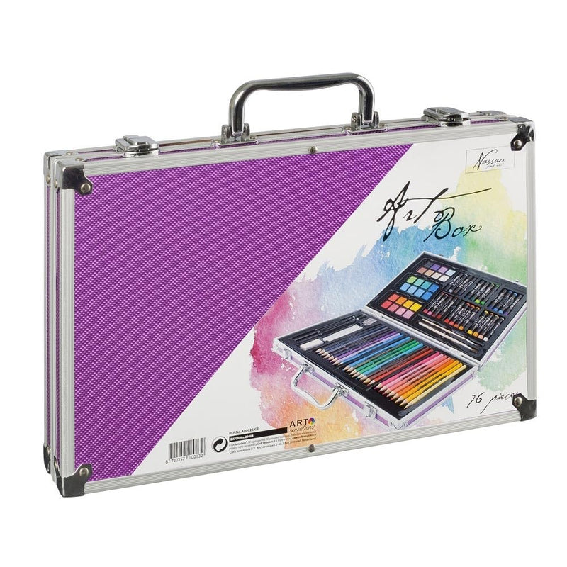 Nassau - Art set 79 pcs in metal box, purple - 36x23cm - (K-AR0926/GE)