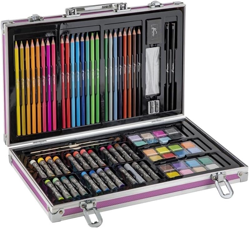 Nassau - Art set 79 pcs in metal box, purple - 36x23cm - (K-AR0926/GE)