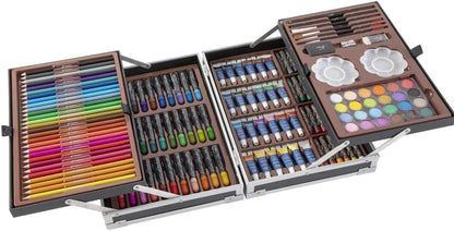 Nassau Fine Art Malkoffer | 145-teiliger Kunstzeichenkasten in Metall-Aufbewahrungsbox| Kreativitätsbox für Kinder und Erwachsene | Buntstifte, Aquarellfarben, Pastellkreiden | Hobby, Schule & Beruf