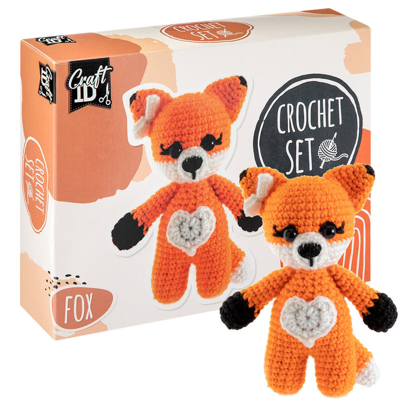 Craft Sensations Crochet Sets for Beginners | Amigurumi Set | Fox | Starter Crochet Pack | Children and Adults | Crochet Packages Cuddly Toys | Crochet Set Animals