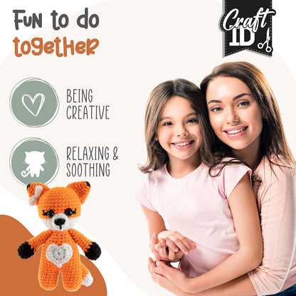 Craft Sensations Crochet Sets for Beginners | Amigurumi Set | Fox | Starter Crochet Pack | Children and Adults | Crochet Packages Cuddly Toys | Crochet Set Animals