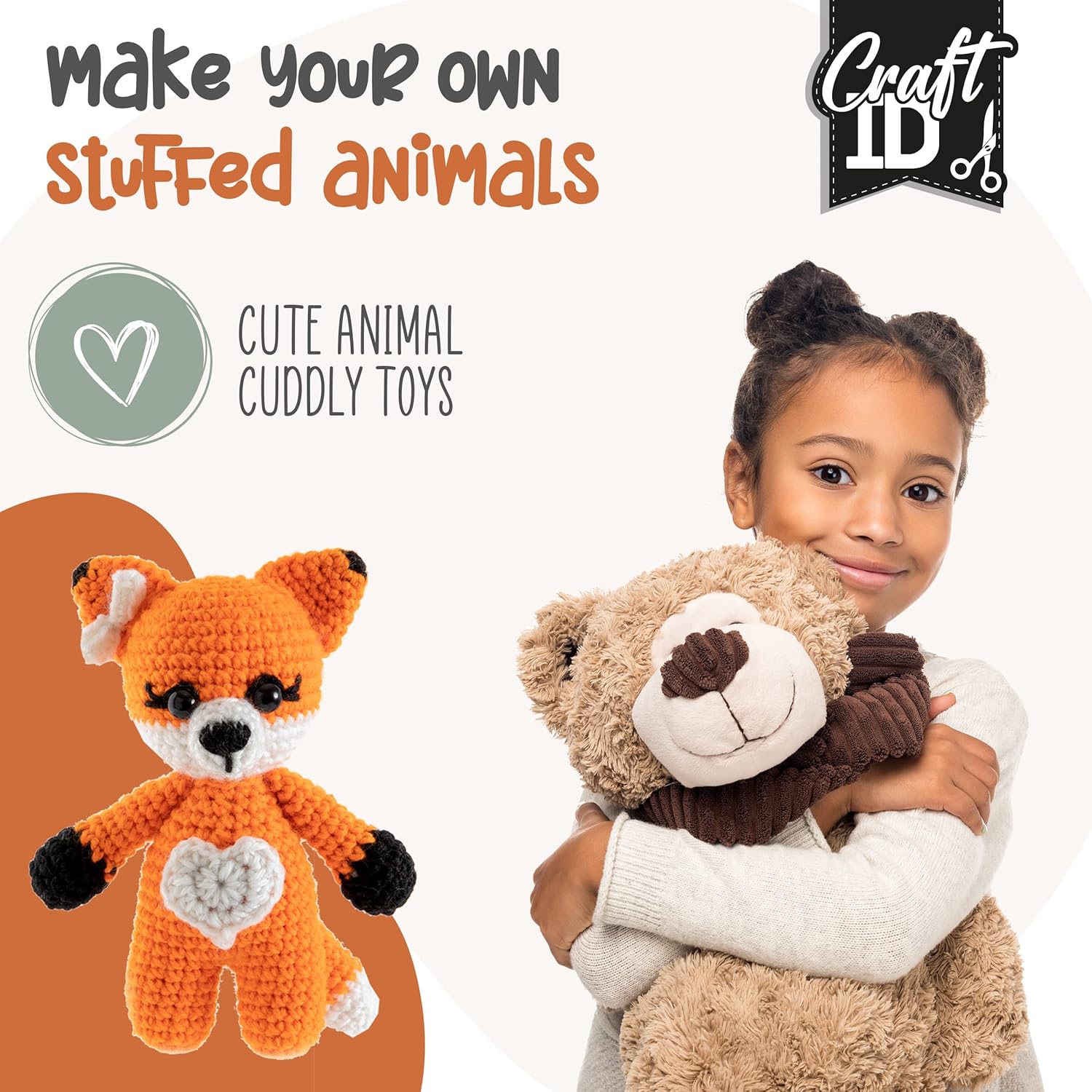 Craft Sensations Crochet Sets for Beginners | Amigurumi Set | Fox | Starter Crochet Pack | Children and Adults | Crochet Packages Cuddly Toys | Crochet Set Animals