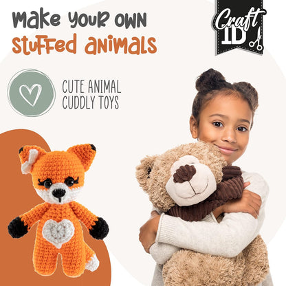 Craft Sensations Crochet Sets for Beginners | Amigurumi Set | Fox | Starter Crochet Pack | Children and Adults | Crochet Packages Cuddly Toys | Crochet Set Animals