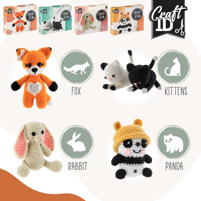 Craft Sensations Crochet Sets for Beginners | Amigurumi Set | Fox | Starter Crochet Pack | Children and Adults | Crochet Packages Cuddly Toys | Crochet Set Animals