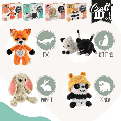 Craft Sensations Crochet Sets for Beginners | Amigurumi Set | Kittens | Starter Crochet Pack | Crochet Hook Set Children and Adults | Crochet Packages Cuddly Toys | Crochet Set Animals