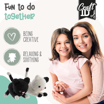 Craft Sensations Crochet Sets for Beginners | Amigurumi Set | Kittens | Starter Crochet Pack | Crochet Hook Set Children and Adults | Crochet Packages Cuddly Toys | Crochet Set Animals